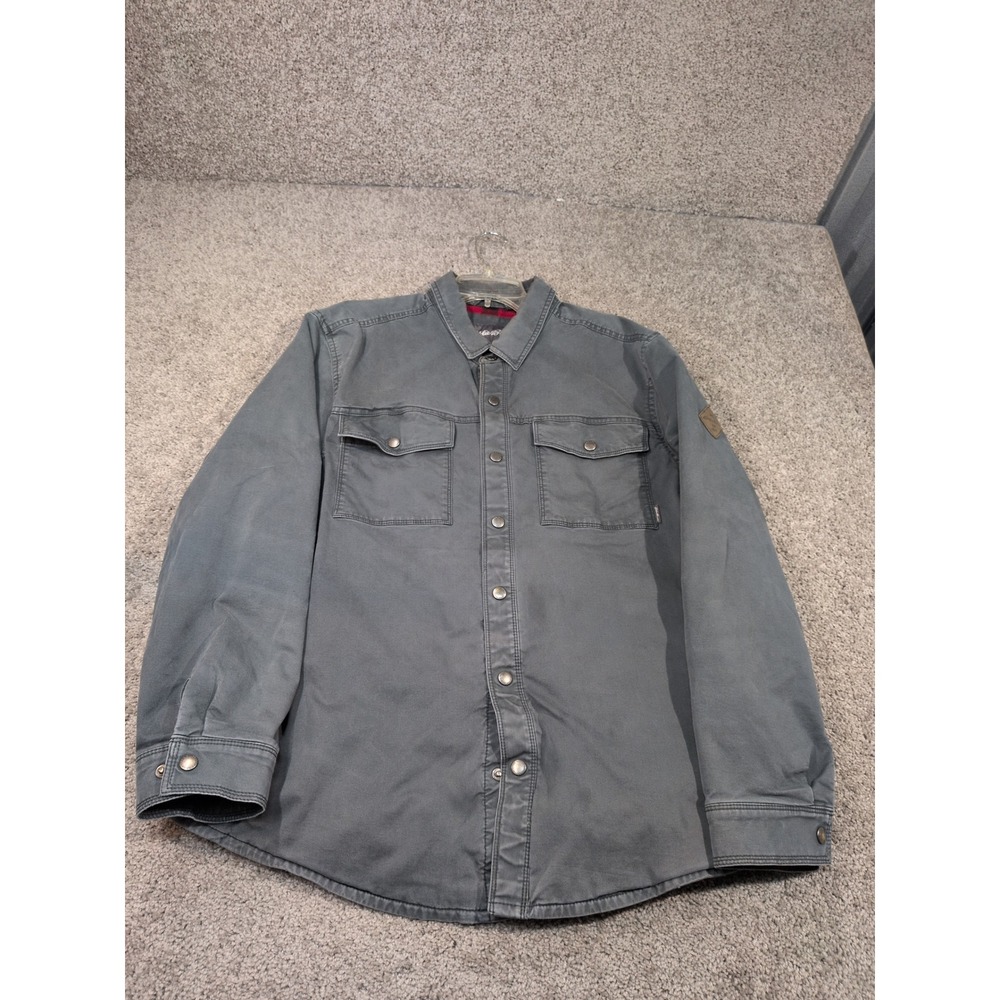 Eddie Bauer Mens XL Gray Legend Wash Flex Fleece Lined Shacket Shirt Jacket